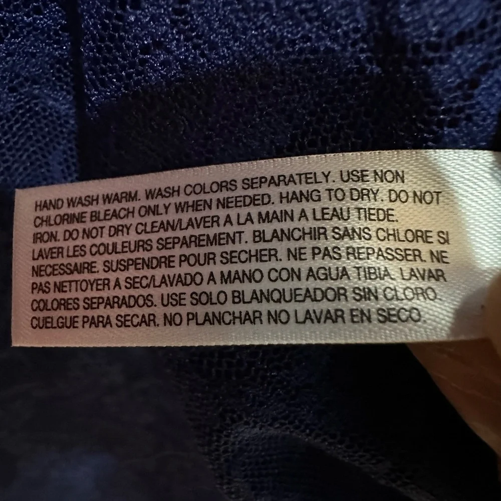 Tempt’d Lace Slip XL navy blue stretch w/bow on straps nice seams & hem NEW wTag - Picture 12 of 15